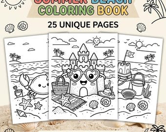 Summer Beach Coloring Pages for Kids, Ocean Theme Activity Book, Ages 9-12 (Digital Download)