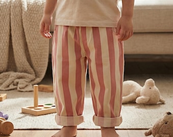 Pantalones de algodón a rayas para bebé / Pantalones para niños estilo coreano / Ropa de calle elegante de verano