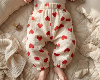 Pantalones de algodón para bebés y niños pequeños / Pantalones estampados para recién nacidos / Pantalones holgados e informales para niños