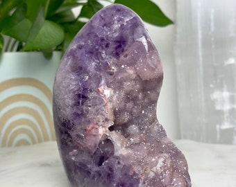 Sugar Amethyst Crystal Geode // Purple Pink Druzy Cluster Cut Base Polished Agate Quartz Natural Mineral Rock High Quality Stone Uruguay