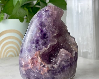 Sugar Amethyst Crystal Geode // Purple Pink Druzy Cluster Cut Base Polished Agate Quartz Natural Mineral Rock High Quality Stone Uruguay