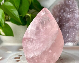 Rose Quartz Flame // High Quality Gemmy Polished Pink Crystal Stone Freeform Natural Mineral Rock Heart Chakra Healing Meditation Love