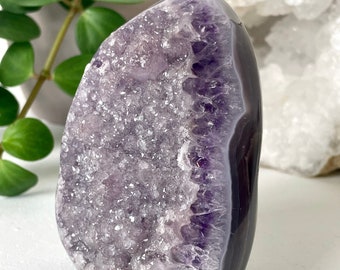 Rainbow Amethyst Crystal Geode // Purple Sugar Druzy Cluster Cut Base Polished Agate Natural Mineral Rock High Quality Stone Uruguay