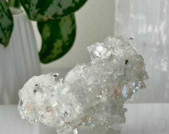 Grupo de cristales de apofilita diamante // Ejemplar de piedra transparente de calidad AAA Calcedonia azul Heulandita roja Estilbita melocotón Roca mineral natural