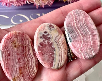 Rhodochrosite Palm Stone - You Choose // Polished Pink Crystal High Quality Natural Banded Striped Mineral Rock Heart Chakra Healing