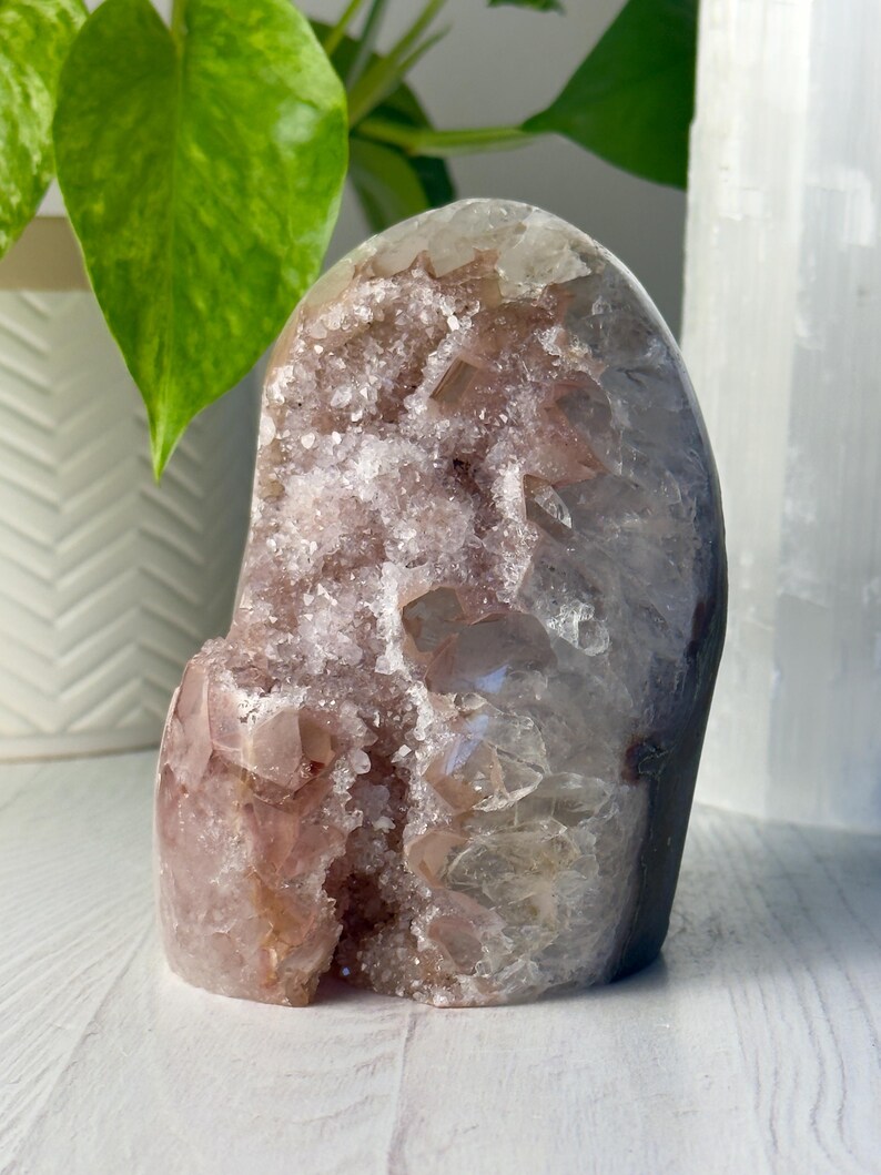CLEARANCE Rainbow Amethyst Crystal Geode // Red Pink Druzy Cluster Cut ...
