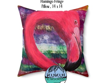 Colorful Flamingos Square Pillow, 14 Inches, Hidden Zipper