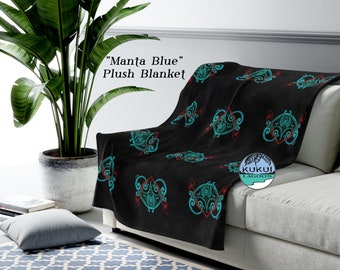 Manta Ray Super Soft Plush Throw, Island Style Sealife Blanket Decor, 50 x 60, Art by Dawn Ventimiglia