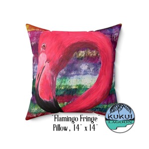 Colorful Flamingos Square Pillow, 14 Inches, Hidden Zipper image 3