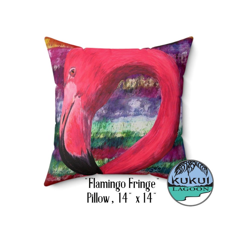 Colorful Flamingos Square Pillow, 14 Inches, Hidden Zipper image 3