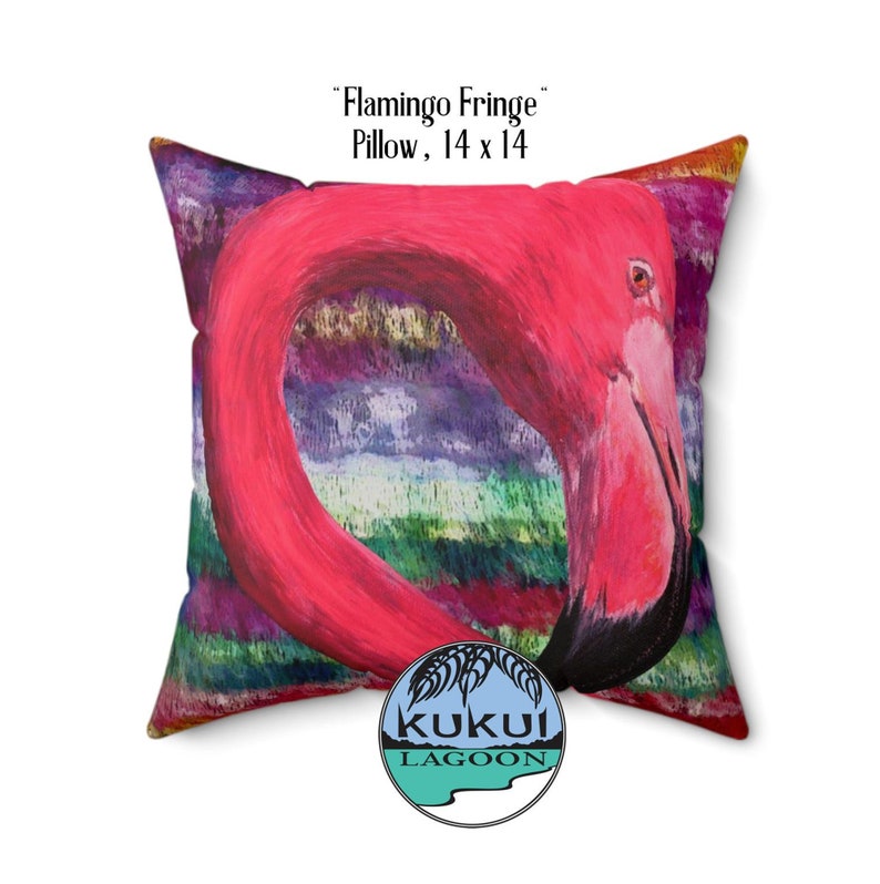 Colorful Flamingos Square Pillow, 14 Inches, Hidden Zipper image 1