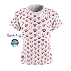 Flamingo Hearts Women's Tee, All Over Print T-Shirt, Comfy image 6