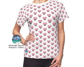 Flamingo Hearts Women's Tee,  All Over Print T-Shirt, Comfy!