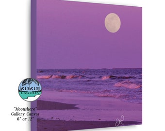 Purple Full Moon Beach Scene Canvas Gallery Wrap, Purple, Oak Island NC Photo by Dawn Schmidt Ventimiglia