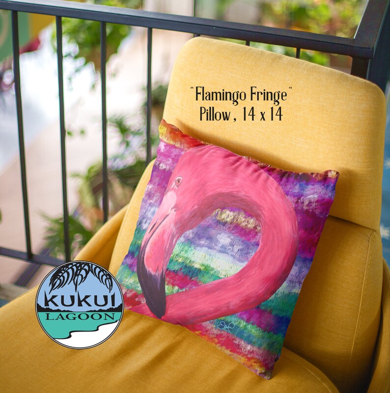 Colorful Flamingos Square Pillow, 14 Inches, Hidden Zipper image 5