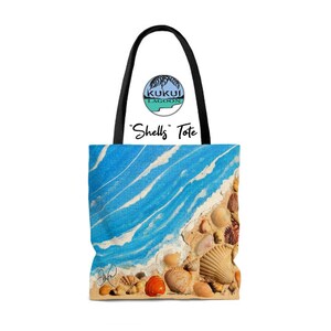 Beach Shells Tote Bag, Roomy 18 x 18, Black Handles, Versatile Reusable Carryall image 2