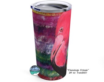 Pink Flamingo Tumbler, 20 oz Insulated Travel Cup, Great Girl's Vacay Gift!