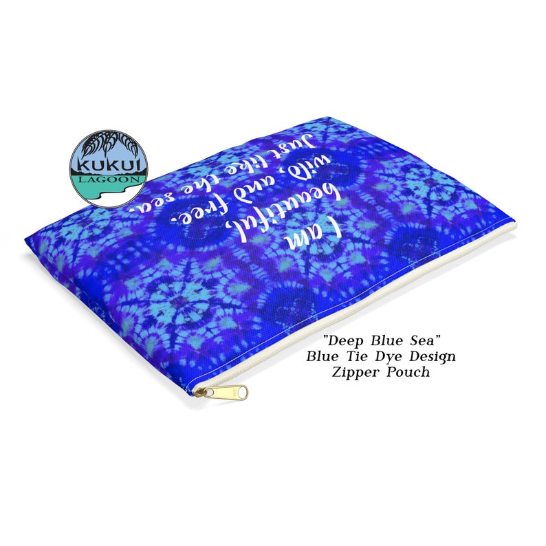 Tie Dye Design Accessory Pouch, Ocean Quote Makeup Bag, Pencil Pouch, Purse, Available in Two Sizes image 3