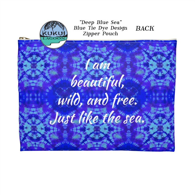 Tie Dye Design Accessory Pouch, Ocean Quote Makeup Bag, Pencil Pouch, Purse, Available in Two Sizes image 5