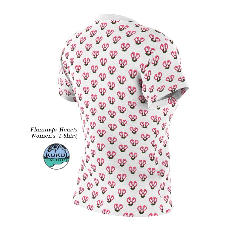 Flamingo Hearts Women's Tee, All Over Print T-Shirt, Comfy image 7