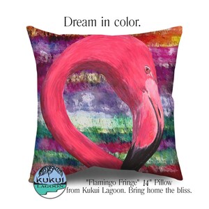 Colorful Flamingos Square Pillow, 14 Inches, Hidden Zipper image 2