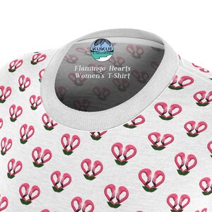 Flamingo Hearts Women's Tee, All Over Print T-Shirt, Comfy image 2