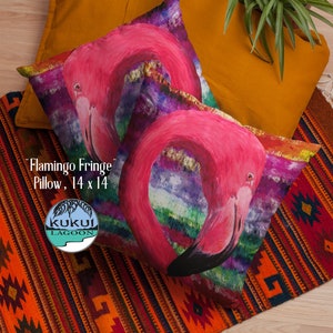 Colorful Flamingos Square Pillow, 14 Inches, Hidden Zipper image 6