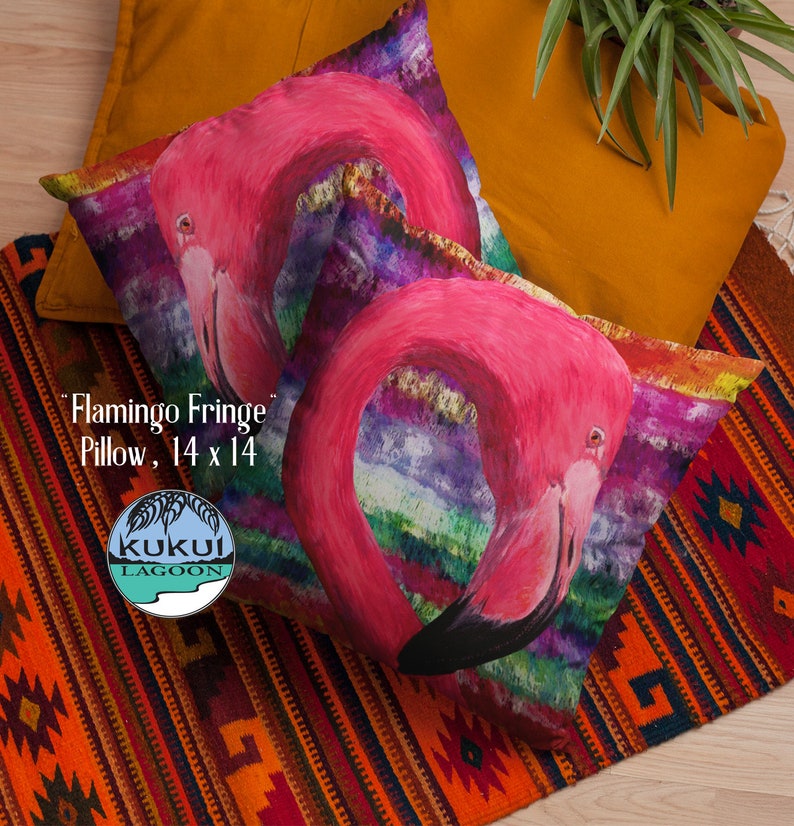 Colorful Flamingos Square Pillow, 14 Inches, Hidden Zipper image 6