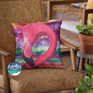Colorful Flamingos Square Pillow, 14 Inches, Hidden Zipper image 7