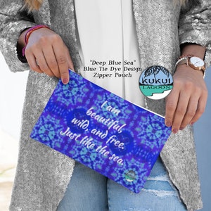 Tie Dye Design Accessory Pouch, Ocean Quote Makeup Bag, Pencil Pouch, Purse, Available in Two Sizes image 1