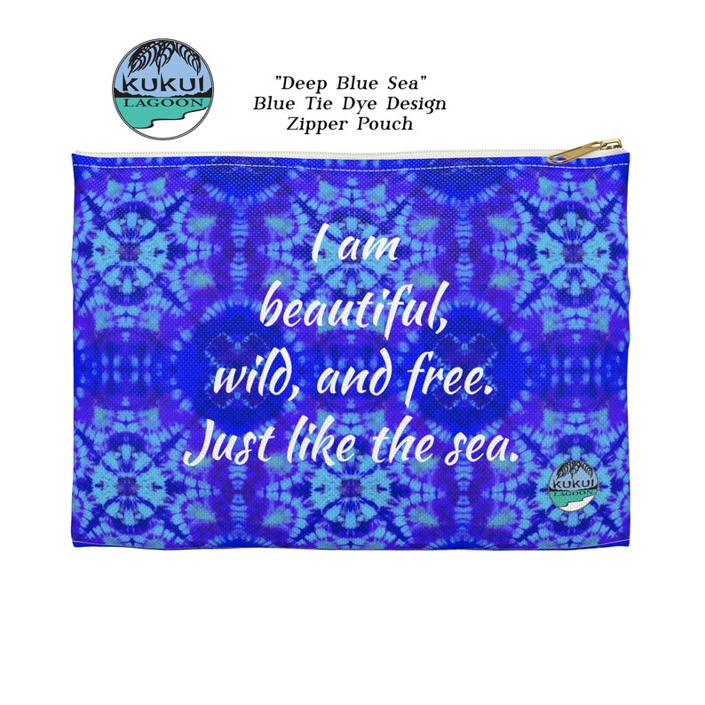 Tie Dye Design Accessory Pouch, Ocean Quote Makeup Bag, Pencil Pouch, Purse, Available in Two Sizes image 2