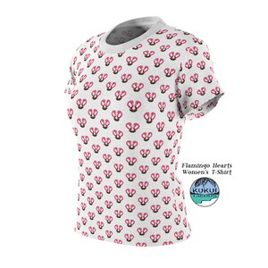 Flamingo Hearts Women's Tee, All Over Print T-Shirt, Comfy image 8