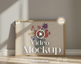 Sunlit Horizontal Frame Animation – Minimal Interior Wall Art Video Mockup, DIN A ISO