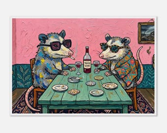 Trash Chic Opossum Framed Poster | Neo-Expressionism Art Print | Unique Wall Art Gift