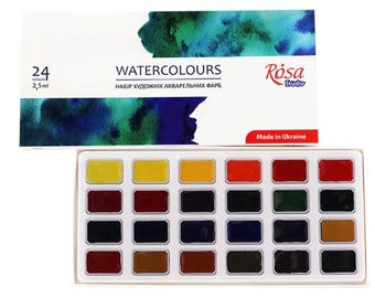 Aquarell Farben Set 24 ganze Näpfchen — Rosa Studio Professional Künstlerbedarf