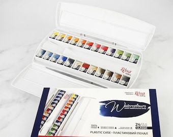 Watercolour Paint Set 24 Full Pans, ROSA Gallery Classic Artist Grade, Art Supplies Gift, Plein Air Kit