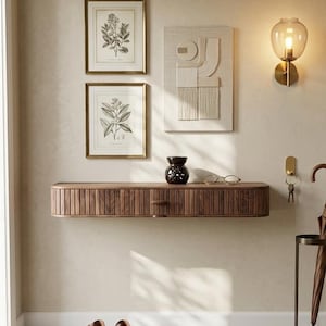 Rustic Entryway Furniture Console, Modern Hallway Storage, Walnut Console