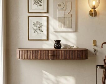 Rustic Entryway Furniture Console, Modern Hallway Storage, Walnut Console