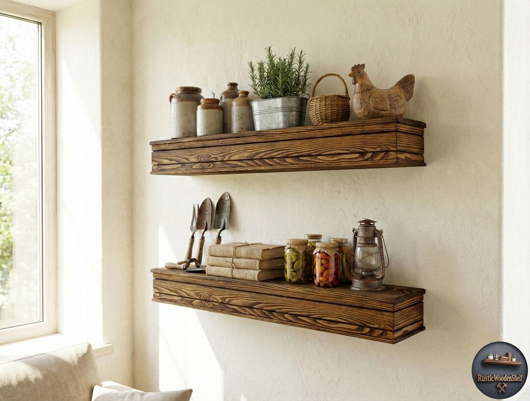 Handmade Rustic Wood Floating Shelf – Wall Book & Bar Shelf - Etsy