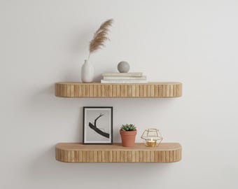 Zwevende plank met afgeronde rand | Moderne planken met planken, moderne planken uit het midden van de eeuw
