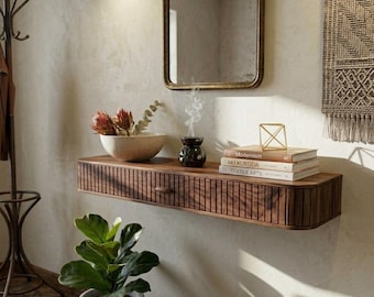 Solid Walnut Console Table with Drawer, Handmade Entryway Hallway Furniture