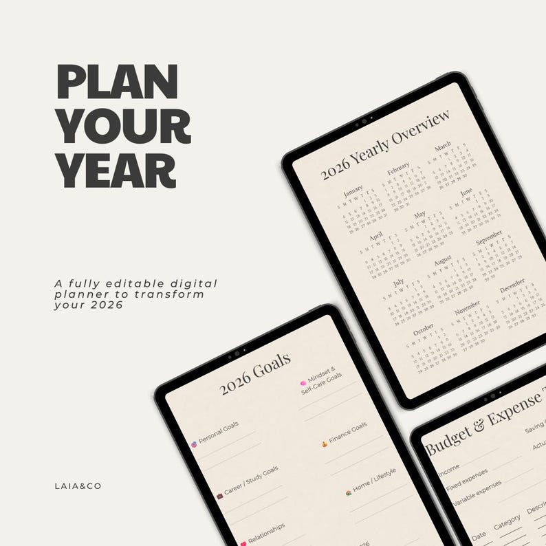 2026 Minimalist Digital Planner Printable Planner PDF Daily