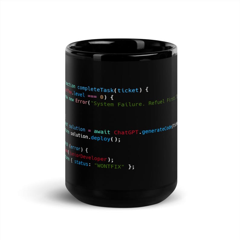 JavaScript Code Mug | Developer Gift | Black Ceramic Mug