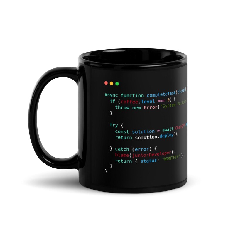 JavaScript Code Mug | Developer Gift | Black Ceramic Mug