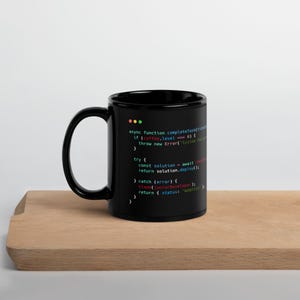 JavaScript Code Mug | Developer Gift | Black Ceramic Mug