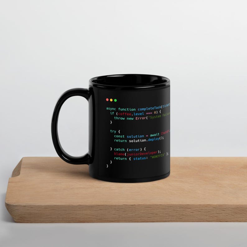 JavaScript Code Mug | Developer Gift | Black Ceramic Mug