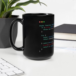 JavaScript Code Mug | Developer Gift | Black Ceramic Mug