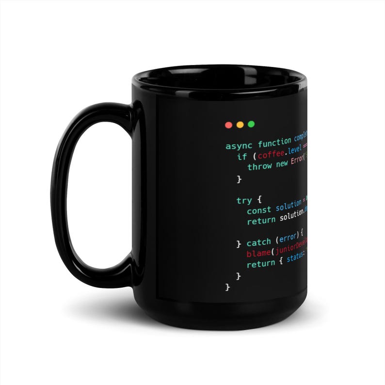 JavaScript Code Mug | Developer Gift | Black Ceramic Mug