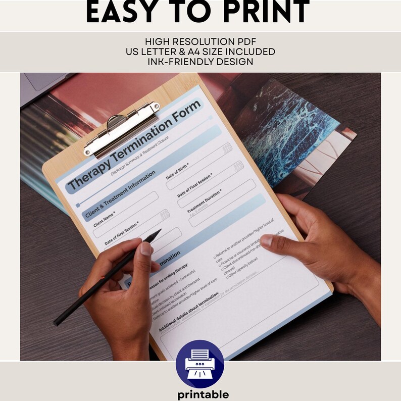 Therapy Termination Forms, Editable Discharge Summary (canva, HTML ...