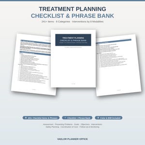Treatment Planning Checklist & Phrase Bank | 241+ Items, 8 CBT/DBT/EMDR Modalities | Therapist Documentation Cheat Sheet (Pdf, Word)
